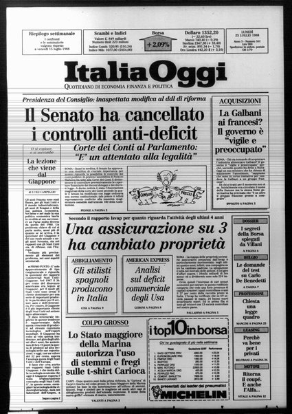 Italia oggi : quotidiano di economia finanza e politica